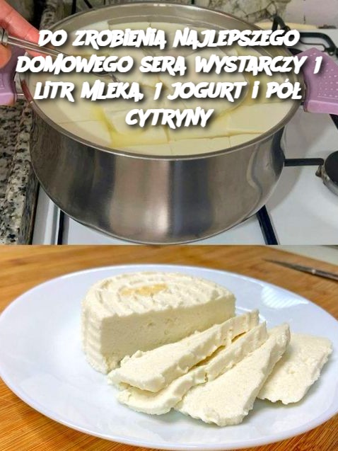 Do zrobienia najlepszego domowego sera wystarczy 1 litr mleka, 1 jogurt i pół cytryny